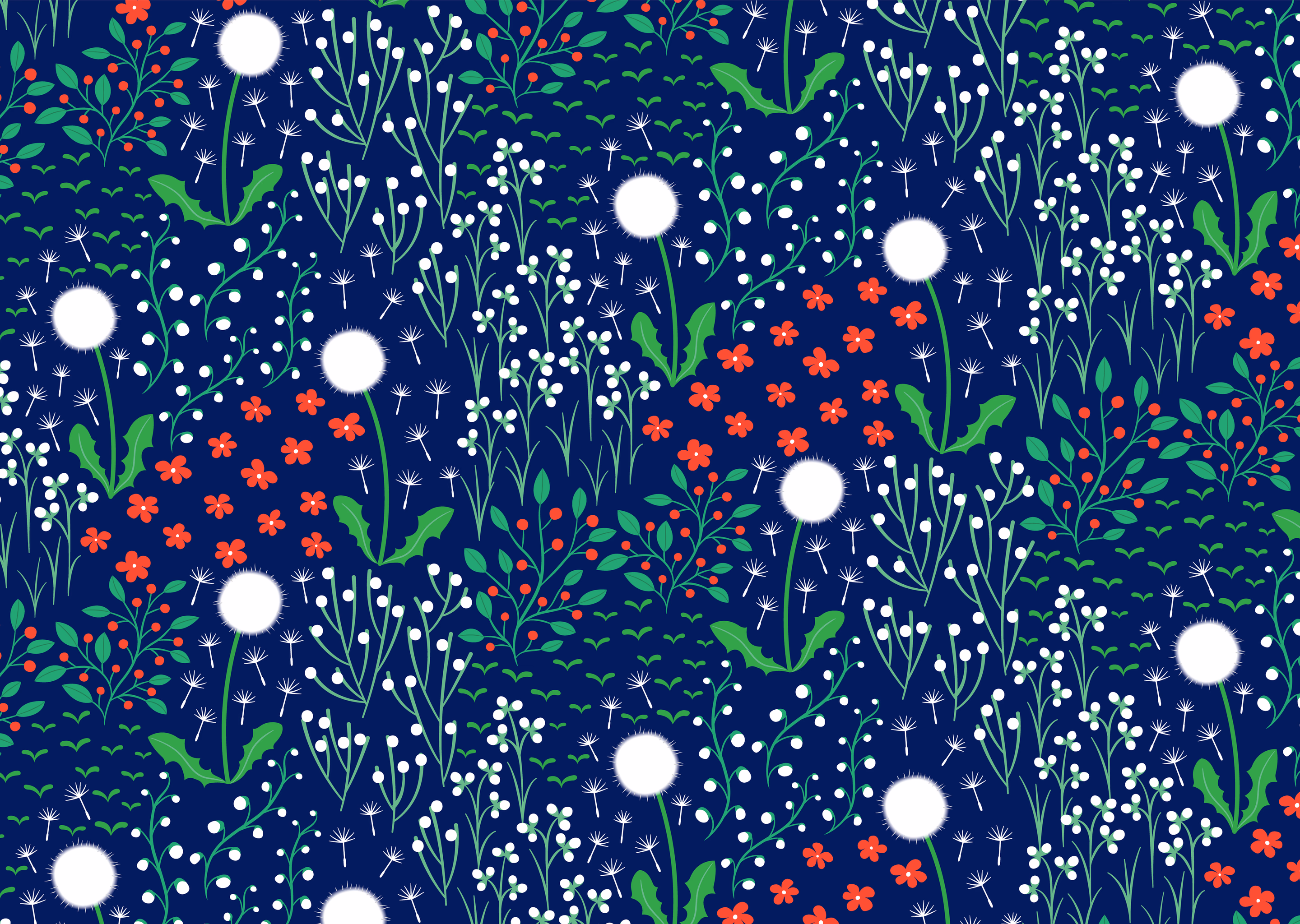 Botanical repeat pattern for textiles