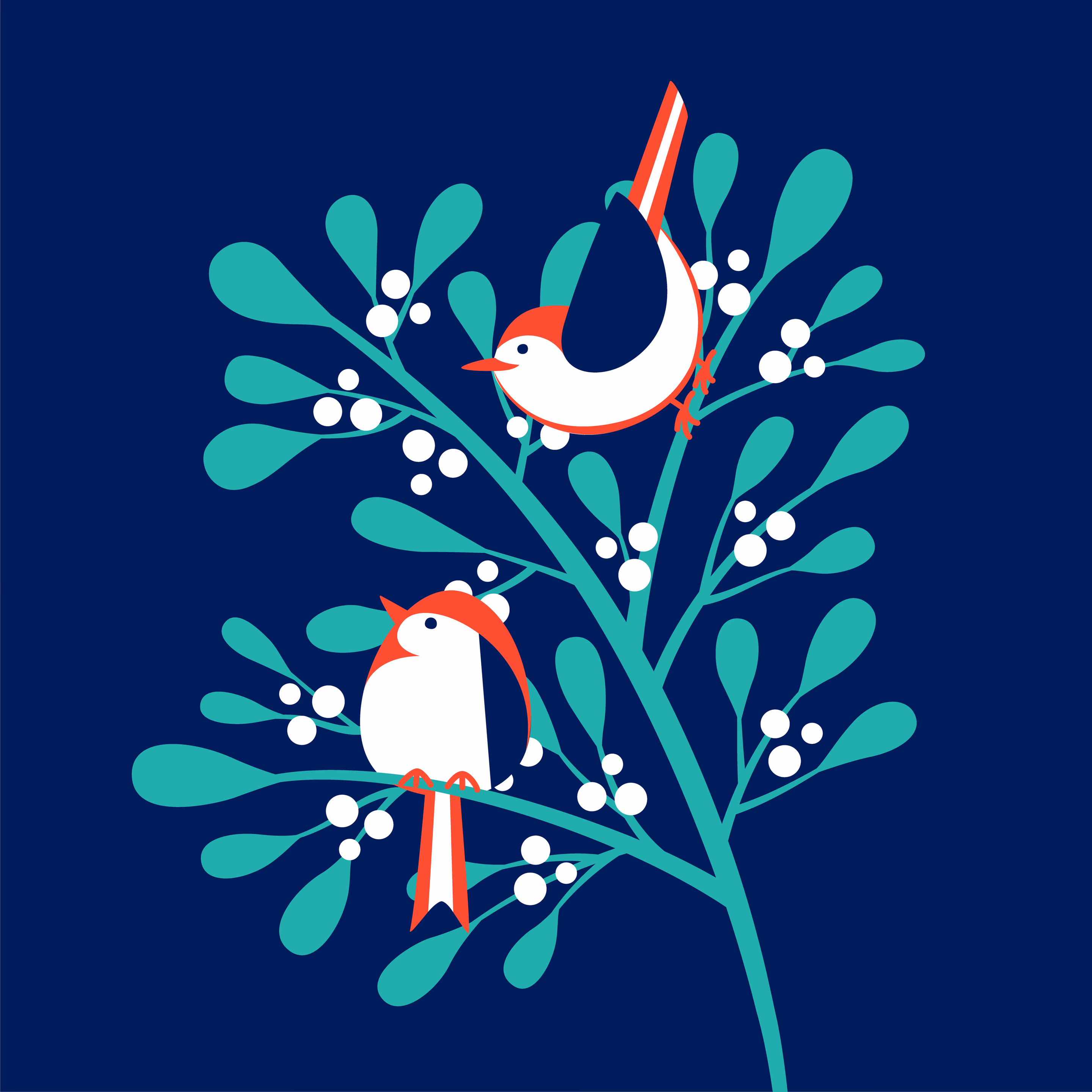 Winter birds card design