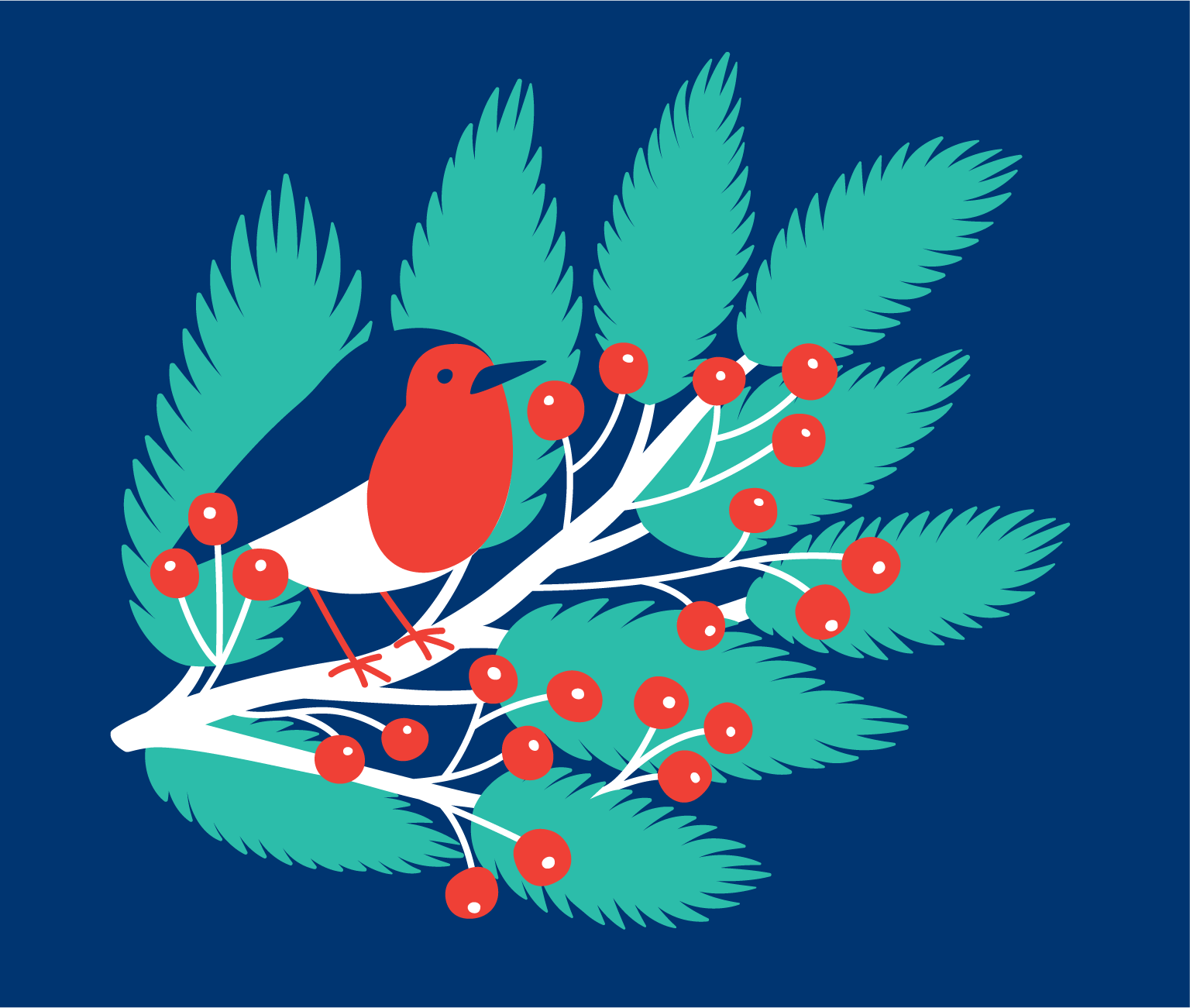 Winter birds robin card