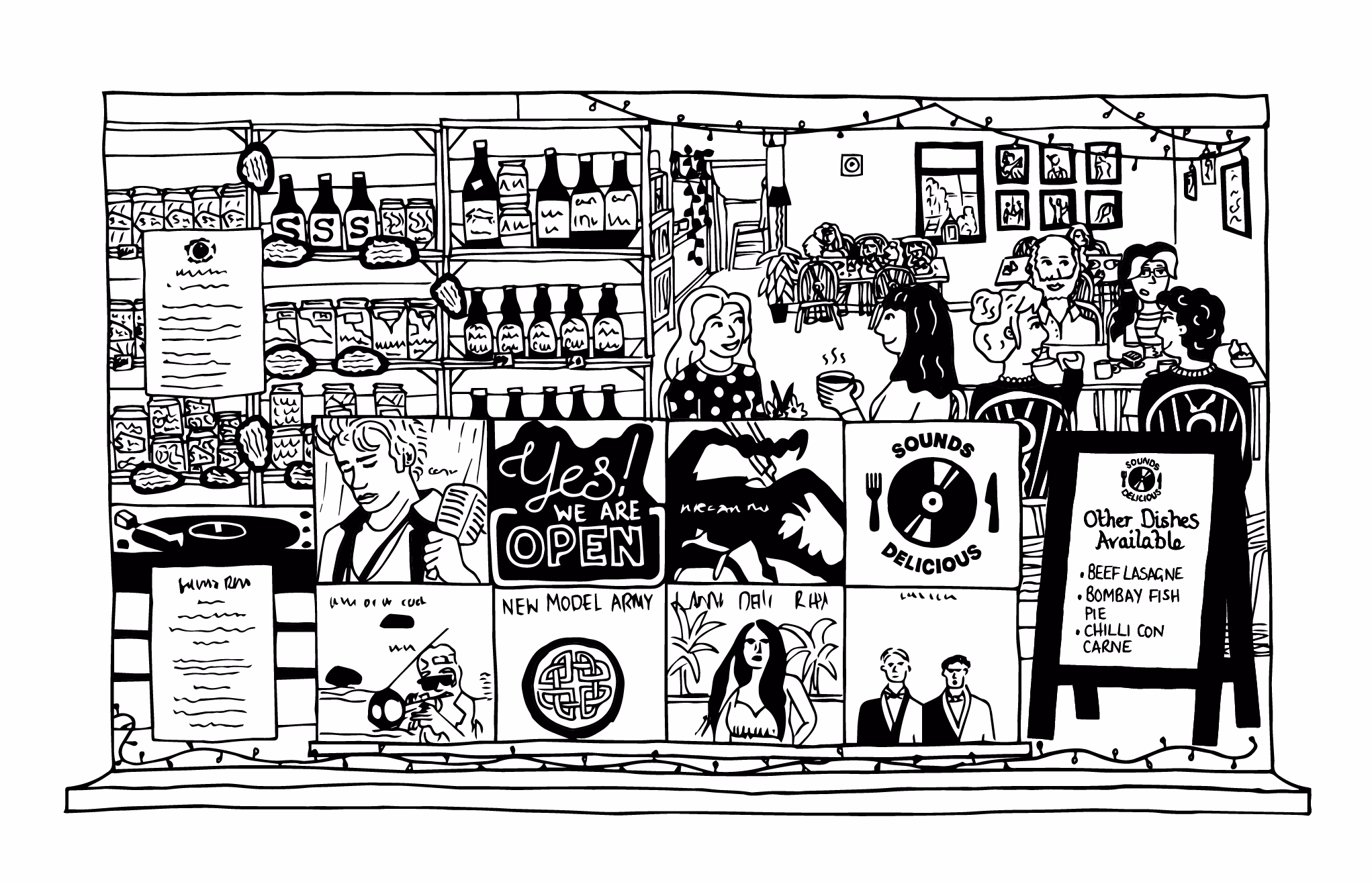 Sounds Delicious cafe illustration