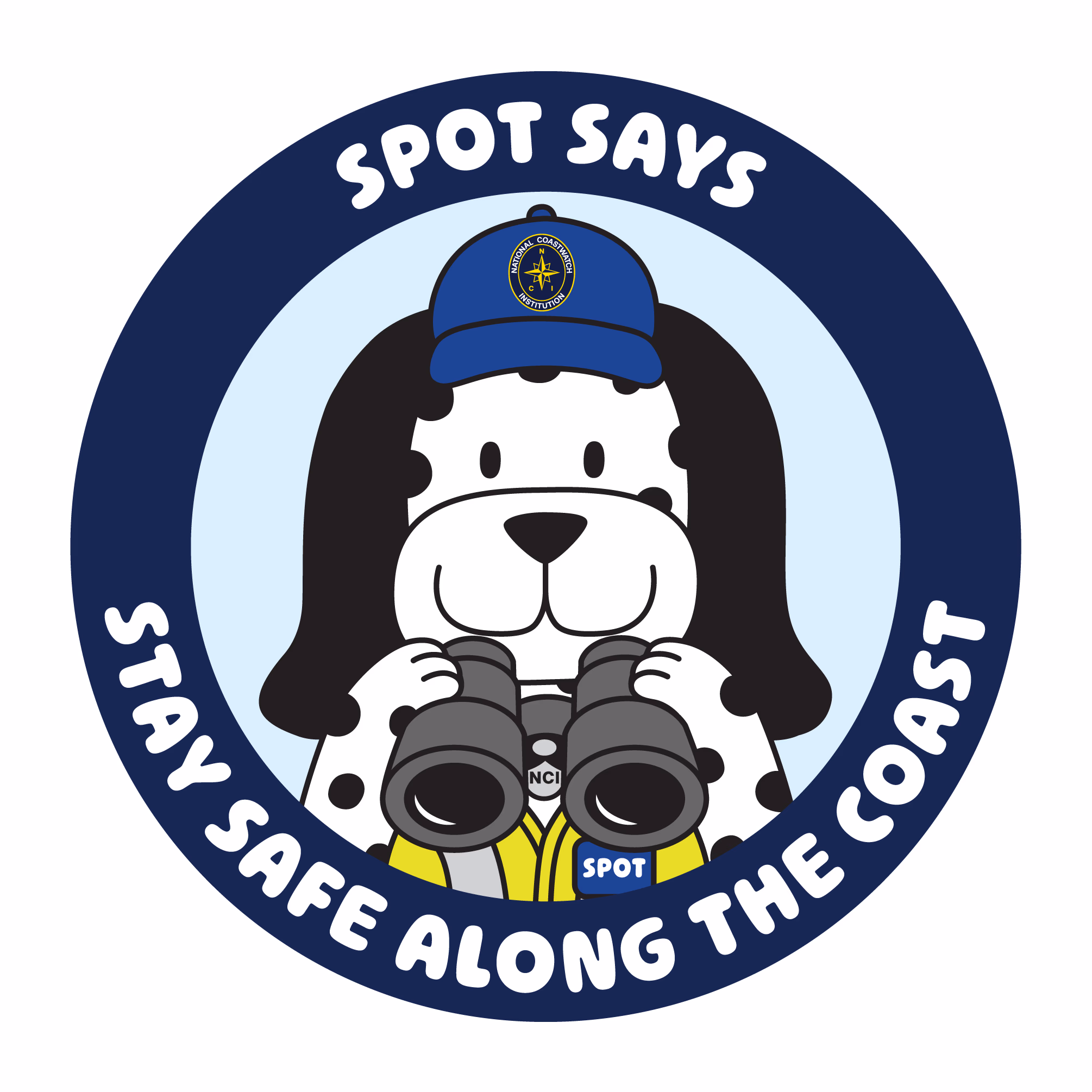 SPOT binoculars round sticker
