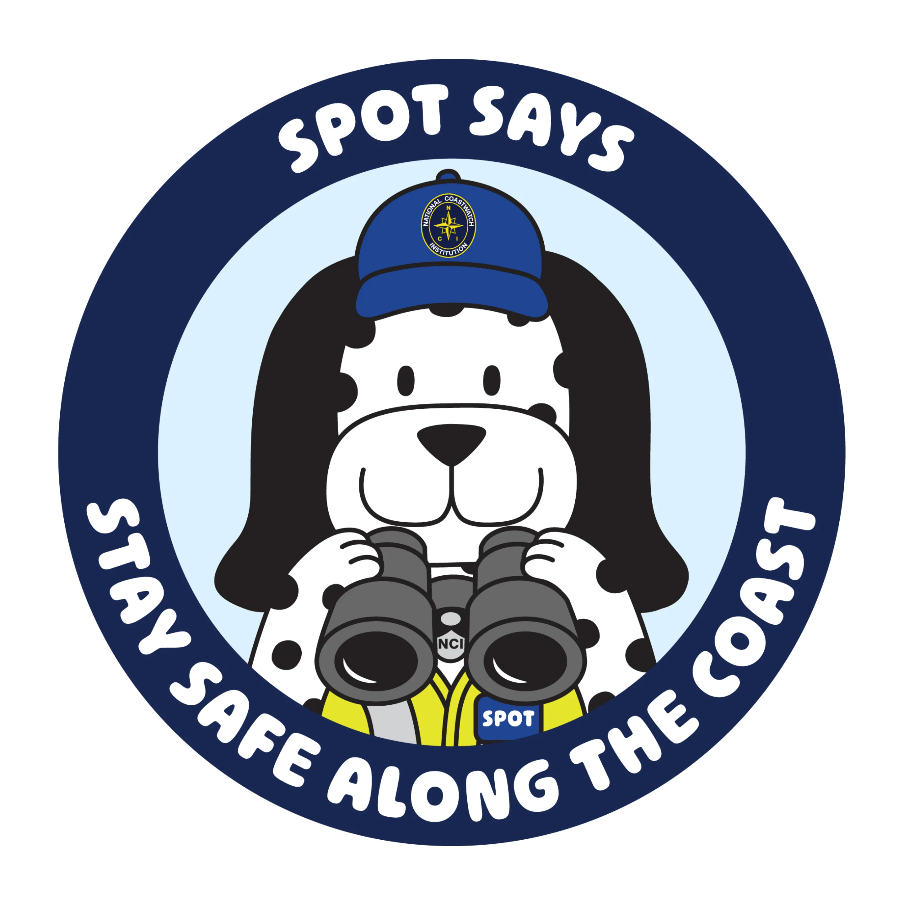 SPOT binoculars round sticker