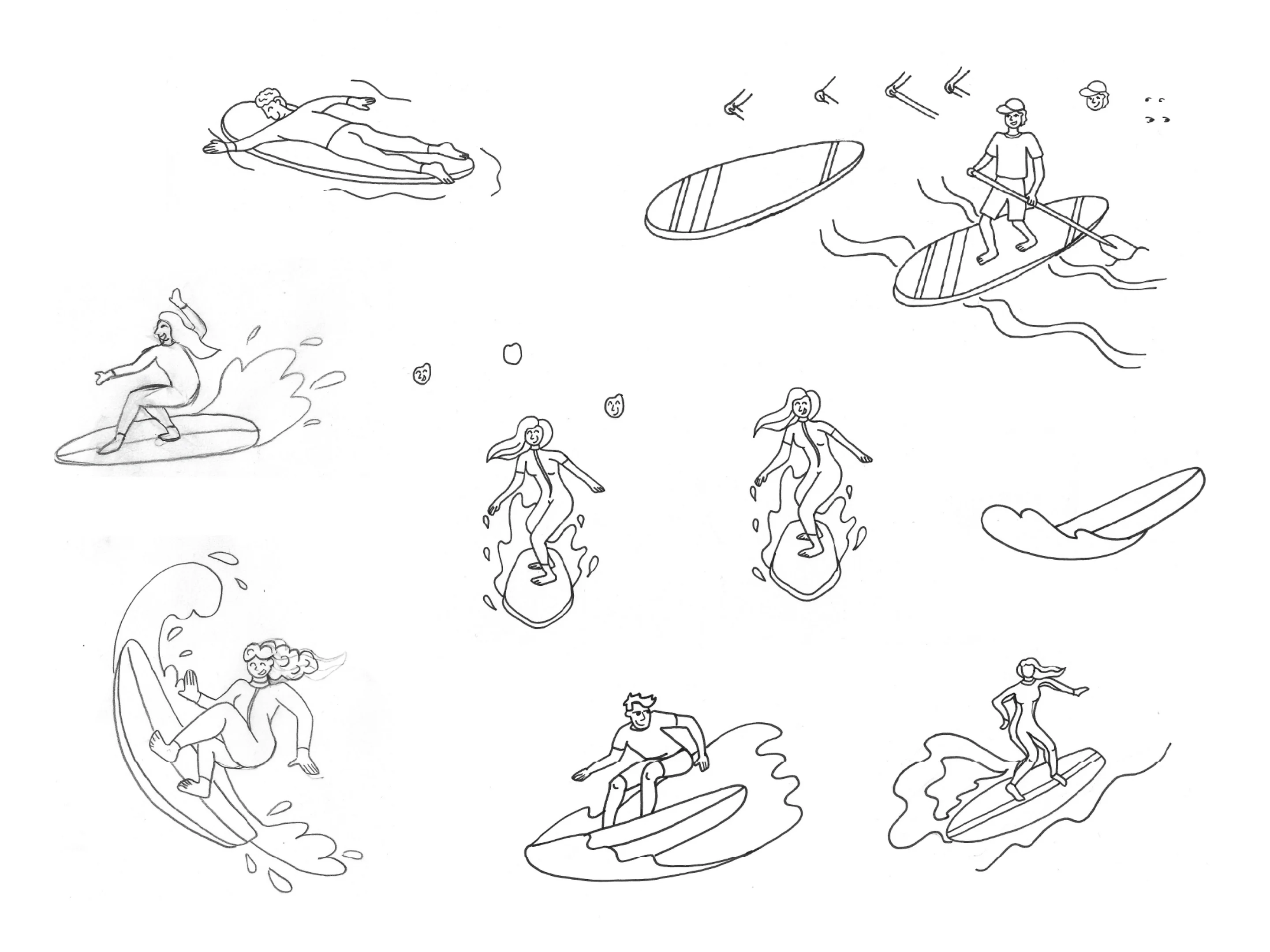 Surfers sketch
